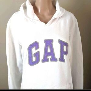 GAP White Hoodie with Purple Logo, Men's XL